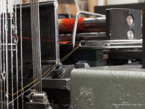 weft selection needle on jacquard loom weaving Albert Thurston design