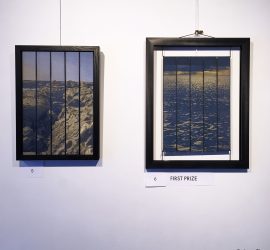 Into the Sea & Interludes II, Woven silk panels at The Flavel Arts Centre, Dartmouth