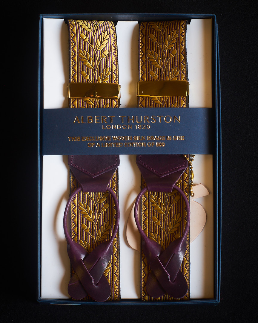 Acorn Silk Braces Gold/Plum Papilionaceous by Albert Thurston