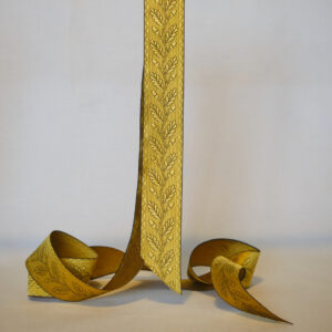 Acorn silk ribbon, wheat. 40mm wide jacquard silk ribbon