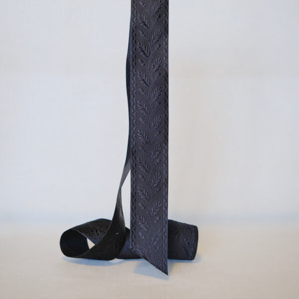 Acorn Black silk ribbon 40mm wide jacquard silk ribbon
