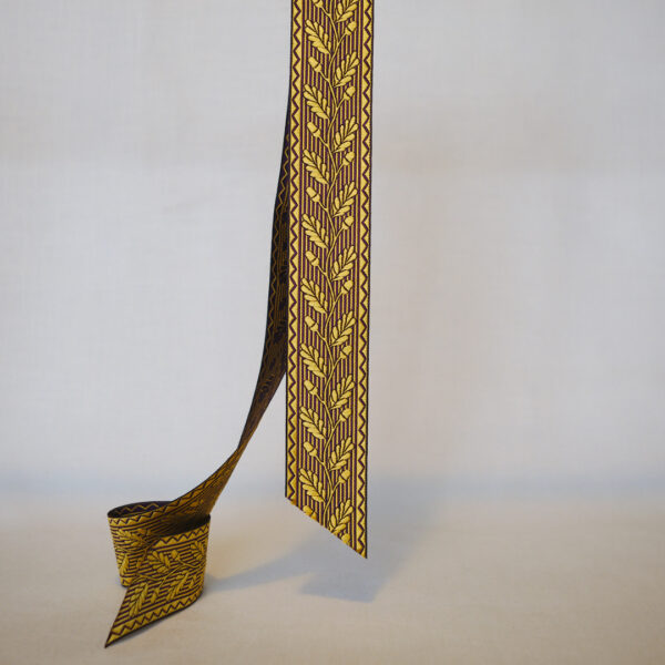 Acorn Wheat/Plum silk ribbon 40mm wide jacquard silk ribbon