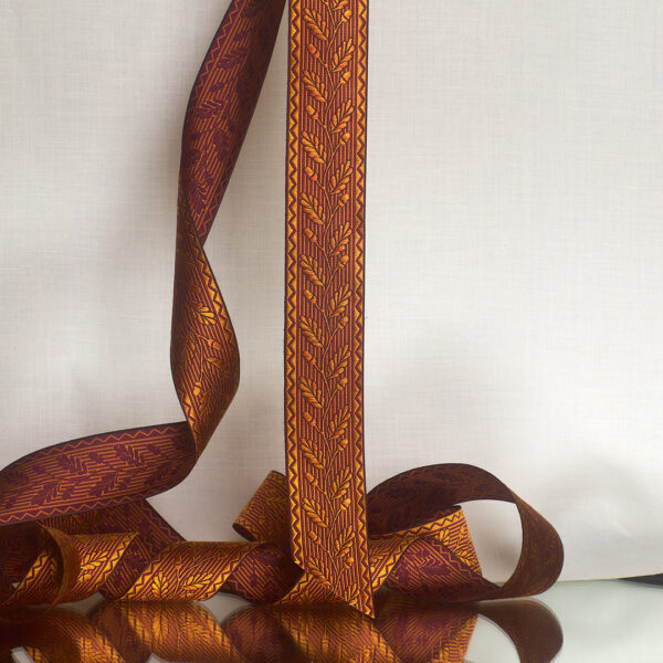 Acorn silk ribbon Saffron/Damson