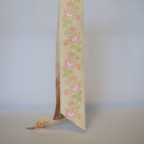 Amy Cream, 55mm wide jacquard silk ribbon