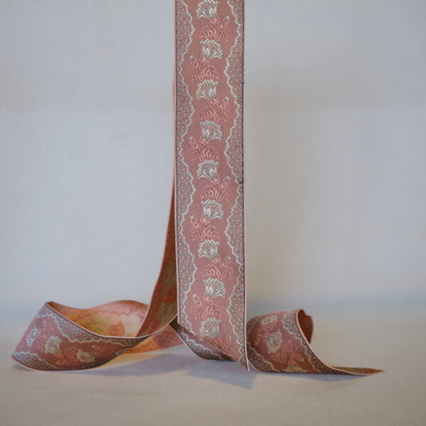 Ross Dusk rose, 55mm wide jacquard silk ribbon