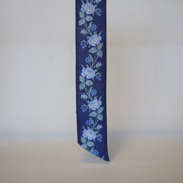 Amy Blue Roses, 55mm wide jacquard silk ribbon