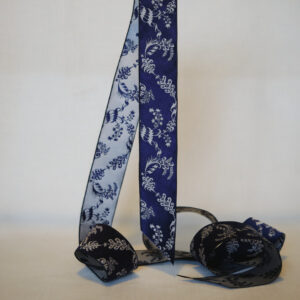 James Leman Navy silk ribbon 40mm wide jacquard silk ribbon
