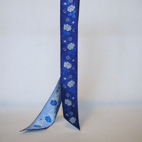 Amy Blue Roses silk ribbon 40mm wide jacquard silk ribbon