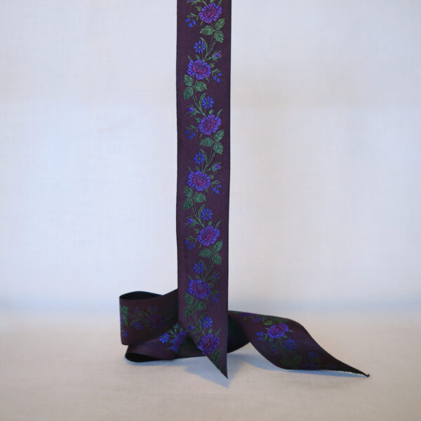 Amy deep purple silk ribbon 40mm wide jacquard silk ribbon