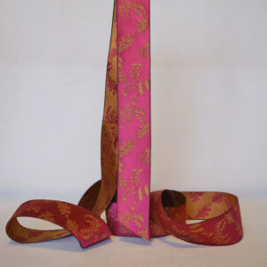 James Leman Raspberry silk ribbon 40mm wide jacquard silk ribbon
