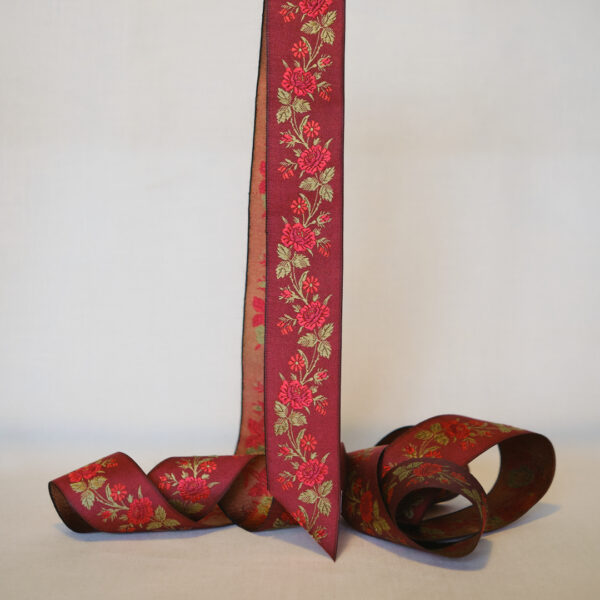 Amy rosehip silk ribbon 40mm wide jacquard silk ribbon