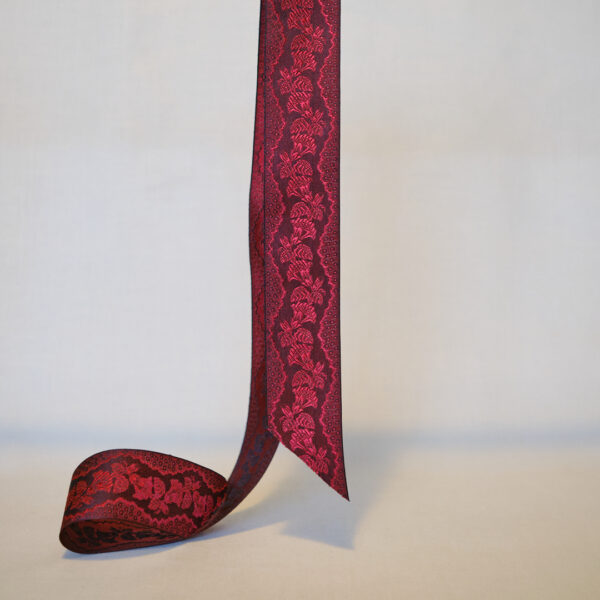 Ross magenta silk ribbon 40mm wide jacquard silk ribbon