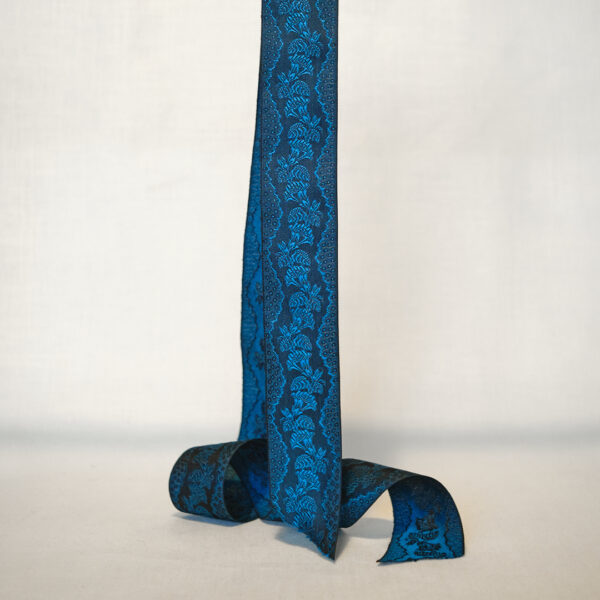 Ross teal silk ribbon 40mm wide jacquard silk ribbon