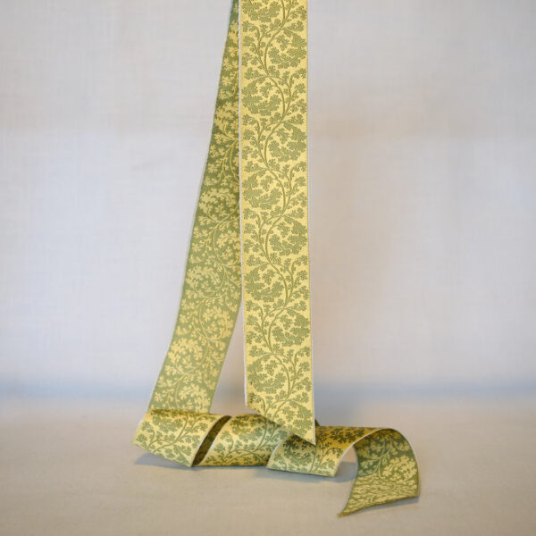 Oakleaf Moss silk ribbon 40mm wide jacquard silk ribbon