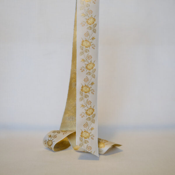 Amy butterscotch silk ribbon 40mm wide jacquard silk ribbon