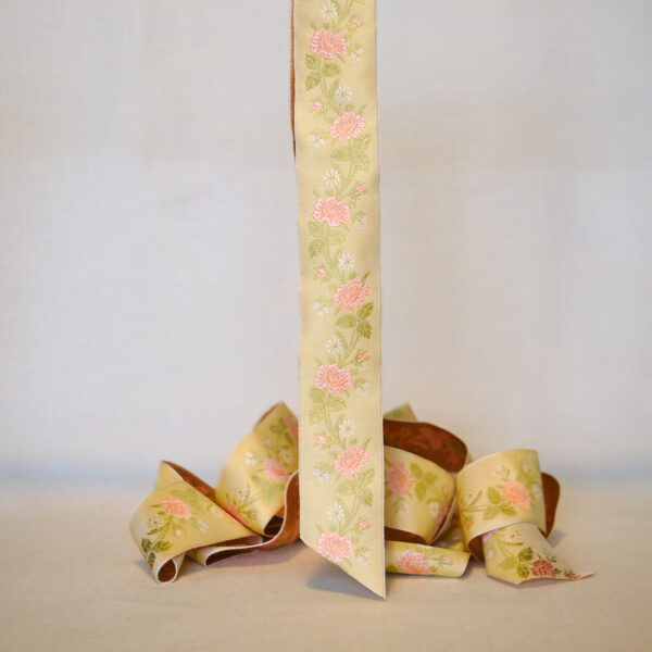 Amy cream silk ribbon 40mm wide jacquard silk ribbon