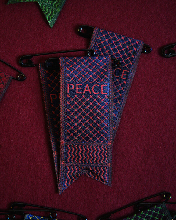 Kufiya x Tatreez peace ribbon - dark blue/red