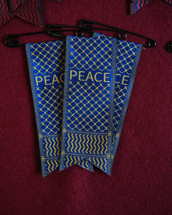 Kufiya x Tatreez peace ribbon - blue/yellow