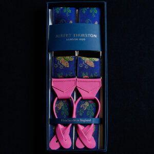 Butterfly Silk Braces on bright blue ground