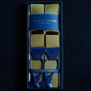 Trellis Silk Braces bright blue and gold